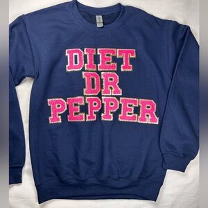 Diet Dr Pepper Crewneck Sweatshirt Pink and Gold Varsity Lettering Size Small